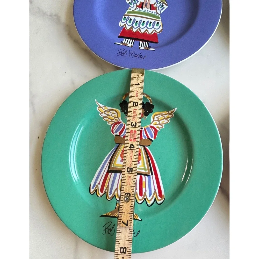 Bob Mackie Home‎ Sakura Happy Angel Stoneware Salad Plates 4 Pc Multicolor 8in